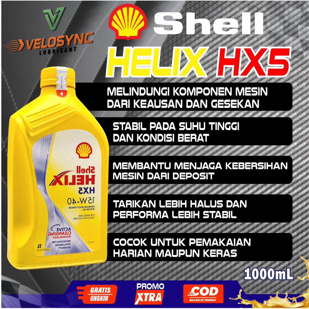 OLI SHELL HELIX HX5 1Liter PELUMAS OLI MESIN MOTOR HELIX HX5 SAE 15W-40 1L
