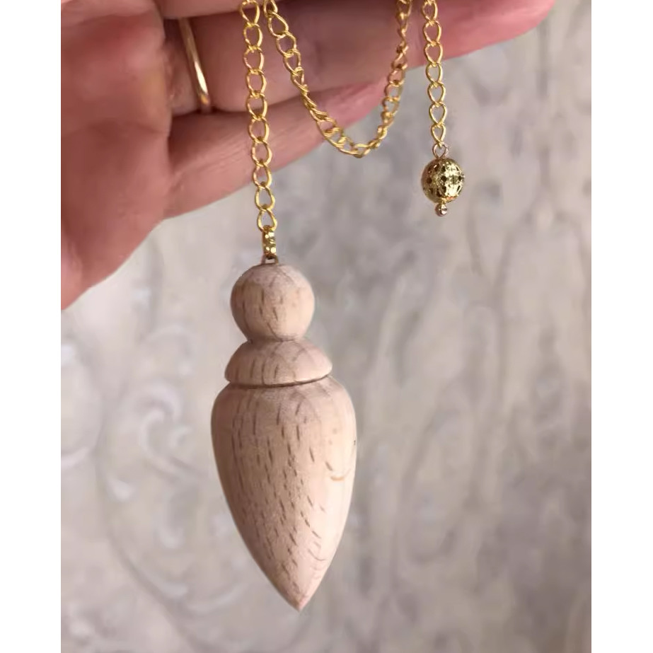 wooden Egyptian Pendulum Spirit Dowsing Pendulum Natural Healing Metal Chain Reiki Yoga Balancing