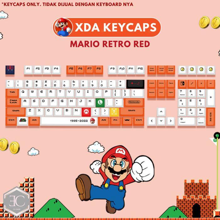 Keycaps Keycap Keypad PBT XDA Mario Retro Red Kartun Lucu Luigi Mario Bros