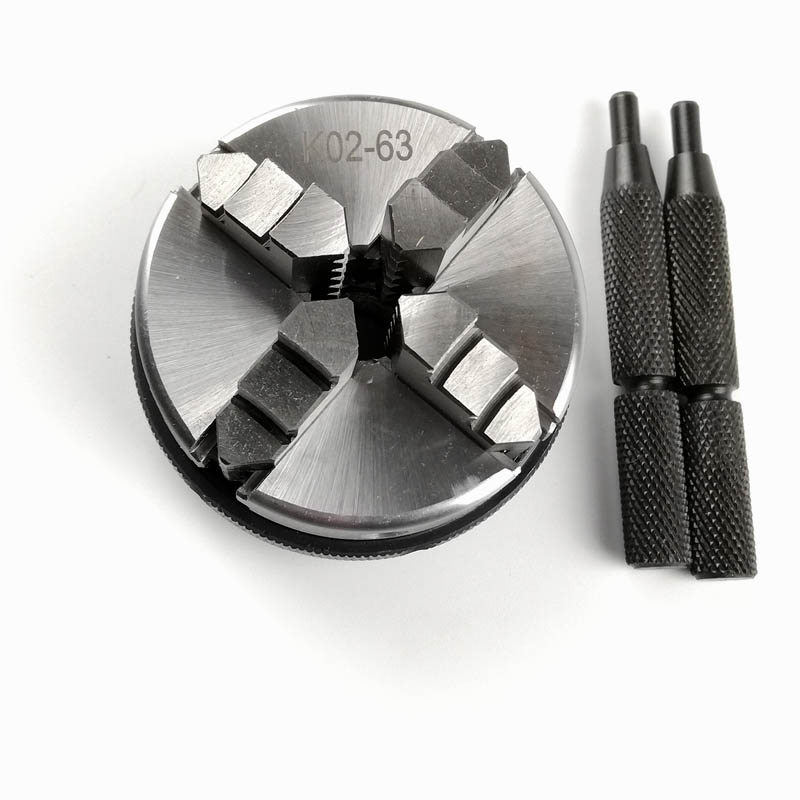 63mm Mini 4 Jaw Reversible Self-Centering M14 Thread Mount Lathe Chuck With Lock Rods K02-63+Chuck