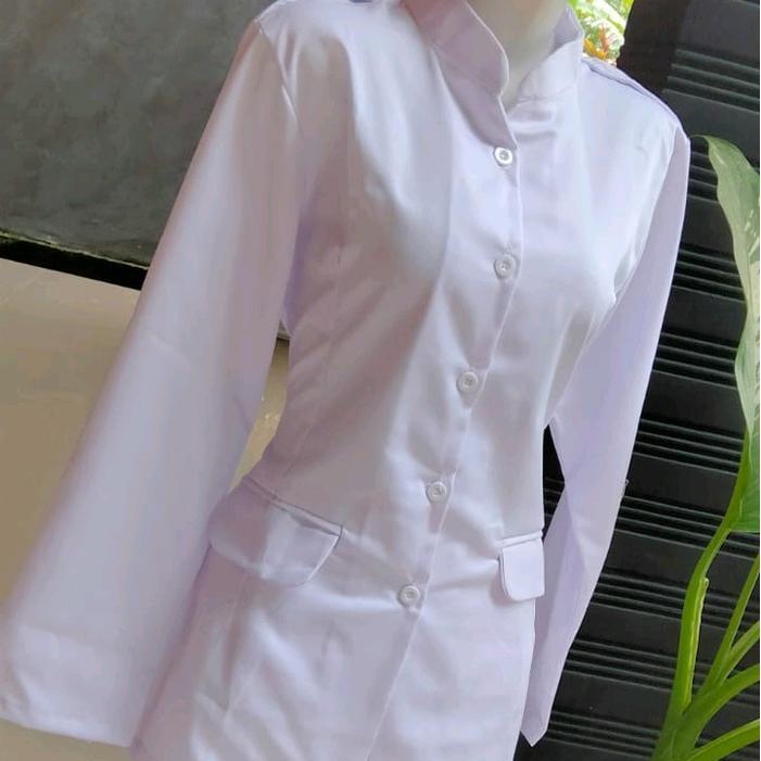 ORIGINAL SERAGAM PDH PUTIH KRAH SANGHAI SAKU BAWAH BAJU PDH PUTIH PPPK CEWEK Panjang Kerja READY