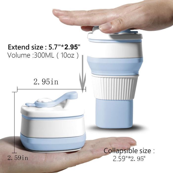 COLLAPSIBLE COFFEE CUP GELAS LIPAT SILIKON FOLDABLE COFFEE CUP 300ML
