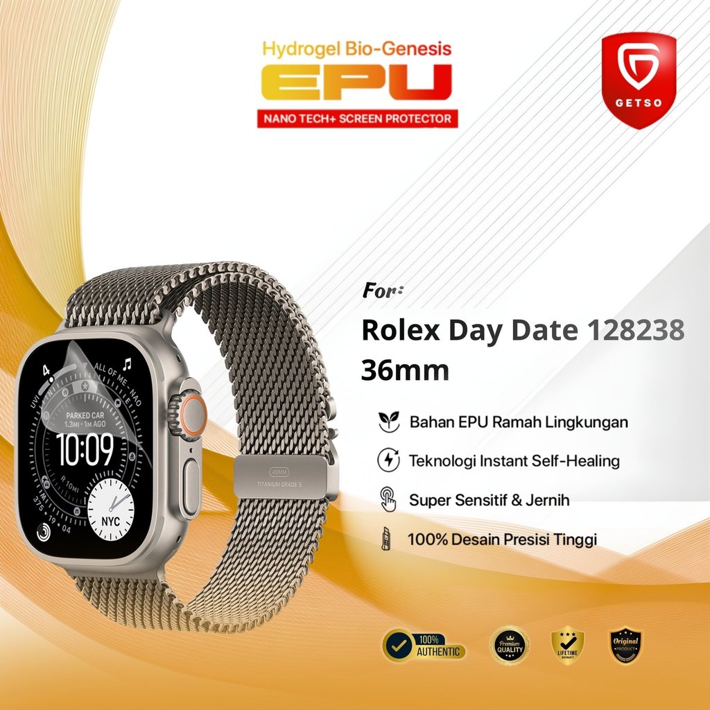 Getso BIO-HYDRO EPU Hydrogel Pelindung Layar for Rolex Day Date 128238 36mm Premium Protection Film 