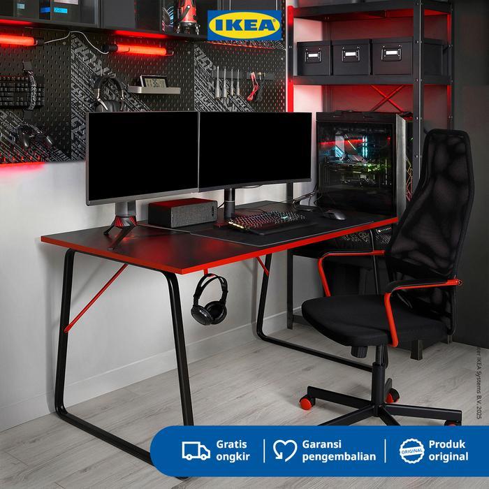 IKEA HUVUDSPELARE Meja Gaming / Kerja Minimalis Hitam 140x80 cm