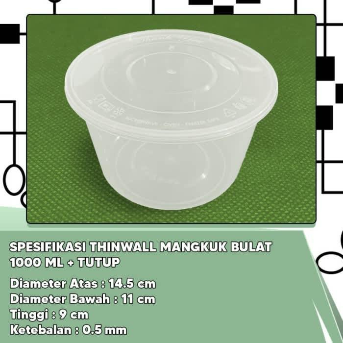 Thinwall Bulat 1000 Ml Mangkok - Roundbowl 1000Ml-Mangkok Bulat 1000