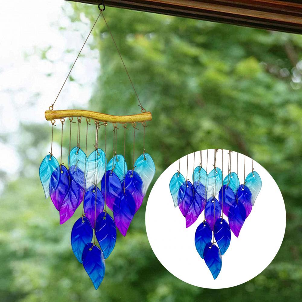 Soothing Wind Chime Glass Wind Chime Blue Glass Fish Wind Chime for Outdoor Garden Patio Stained