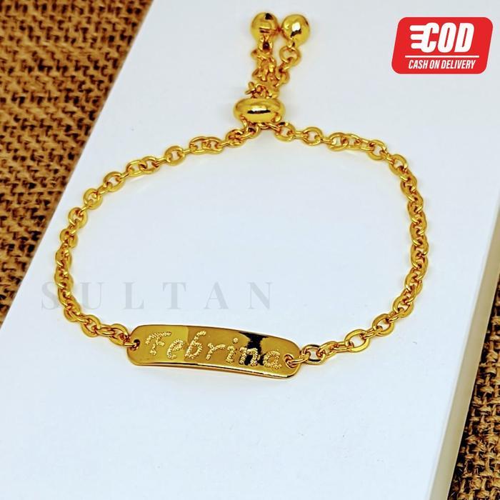 SULTAN - Gelang Anak & Dewasa Ukir Nama Custom Model Serut Rantai Titanium Costume Fashion