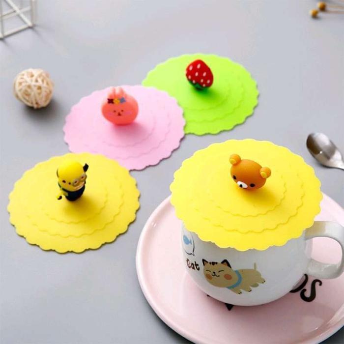 TUTUP GELAS Cangkir Mangkok / TUTUP GELAS SILIKON KARAKTER LUCU Silicone