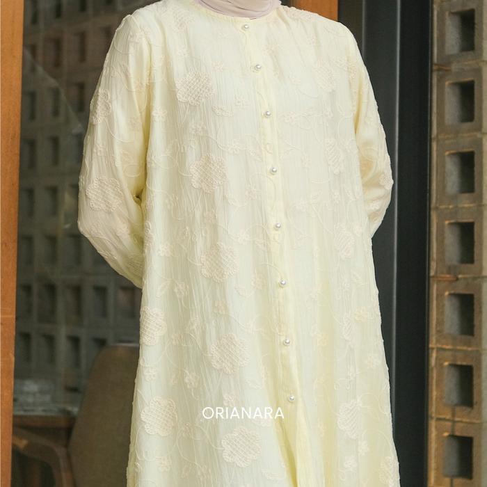 Orianara Atasan Tunik Wanita Papersilk Bordir Brukat Muslim Panjang Mahari Tunik