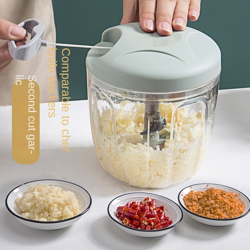 900/500ML Perajang Bawang Putih Manual Pemotong Sayur Putar Pemotong Pengiris Buah Bawang Putih Peng