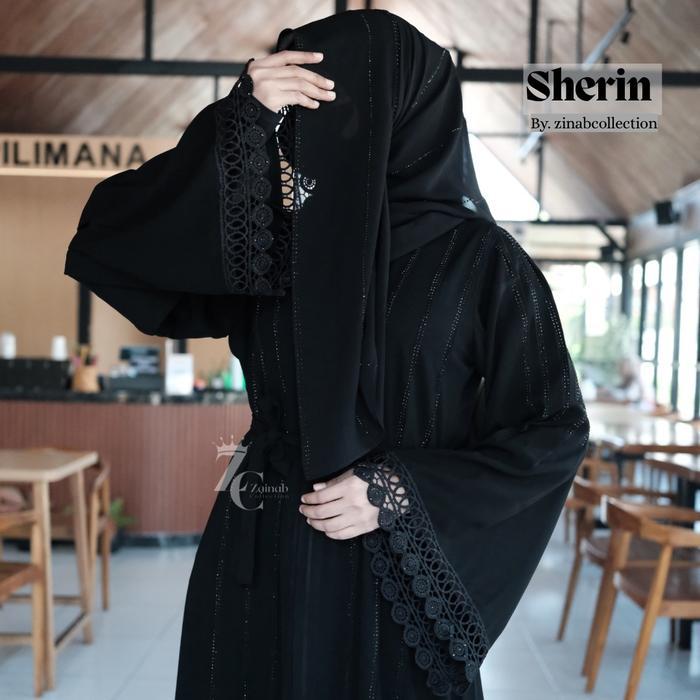 ( NEW 5.5 SHERIN ABAYA ) Black Abaya Hitam Muslim Kombinasi Renda Tangan by zainab collection IS
