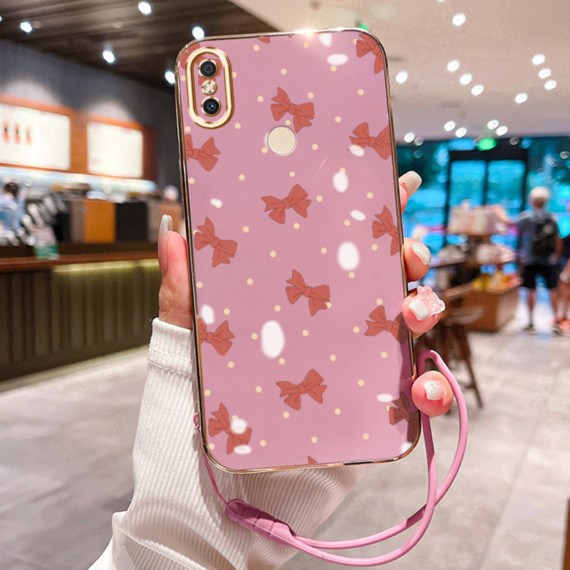Casing Hp Untuk Xiaomi Redmi S2 Y2 Case Red bow pelapisan Kekinian Cesing silikon Kasing SoftCase Ke