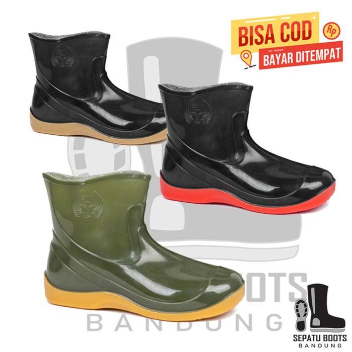 Aerostreet - Sepatu Boot Pendek Sunter Relax Hijau Hitam Penthel Boots Ankle Karet Lokal Ringan Anti