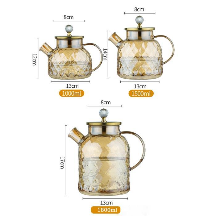 TEKO AIR PANAS KACA TEKO TEH TEMPAT AIR MINUM KETEL BOROSILICATE BISA DIMASAK TEKO KACA ANTI PANAS