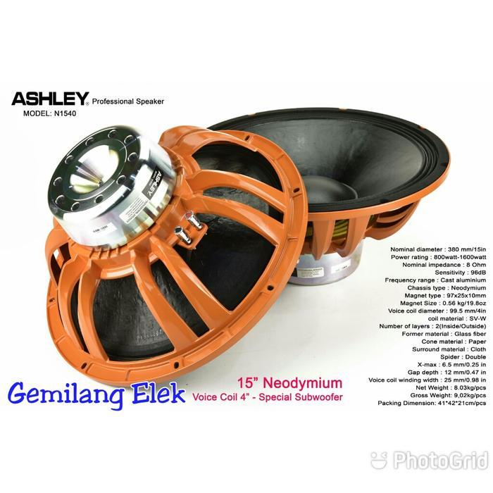 PROMO SPEAKER ASHLEY 15 INCH N 1540 NEODYMIUM SUBWOOFER -  Store Herith 01