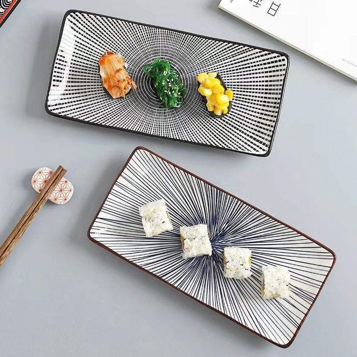 PIRING SUSHI KERAMIK PERSEGI PANJANG JEPANG KOREA SUSHI LONG PLATE