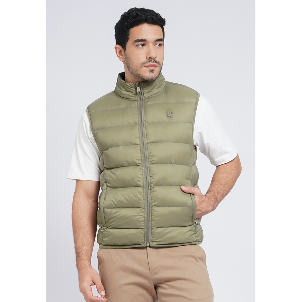 WOOD Mock Neck Quilted Vest 2-VSIOTD126C028 DUSTY OLIVE