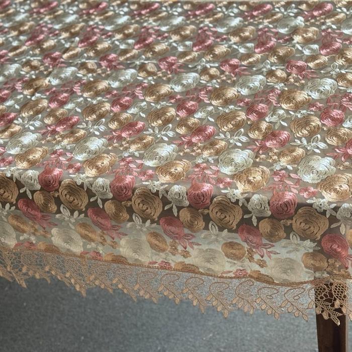 Taplak Meja Makan Renda Bordir Taplak Meja Kain Oval Premium 6-8 Kursi