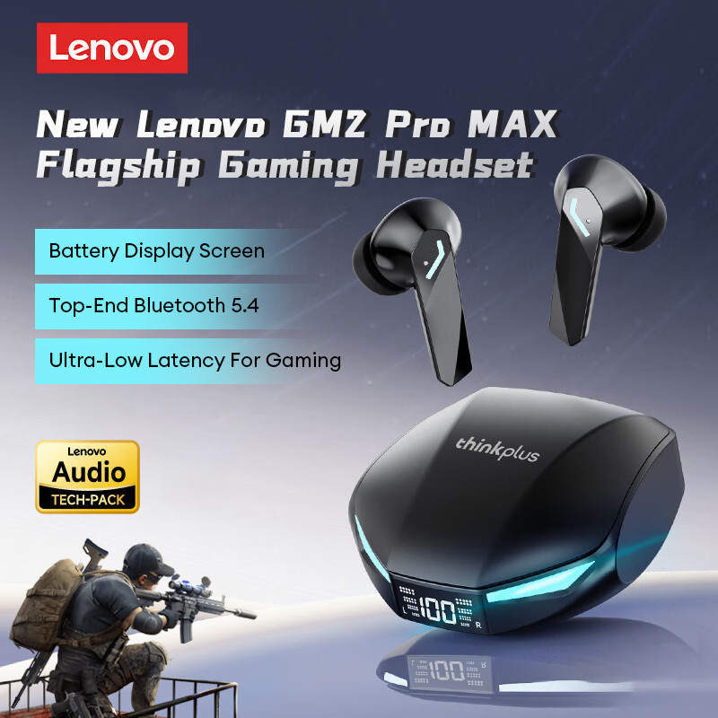 Original Lenovo GM2 PRO MAX Wireless Bluetooth 5.4 Earphones Noise Cancelling Game Music Call