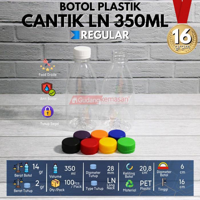 Botol plastik cantik 350ml tutup LN segel warna-warni