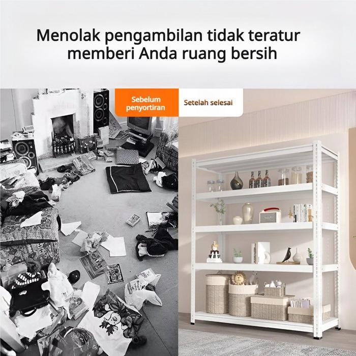 Rak Penyimpanan Multi Tingkat Kokoh Tahan Lama, Rak Kayu & Rak Besi Berkualitas Untuk Rumah Tangga,