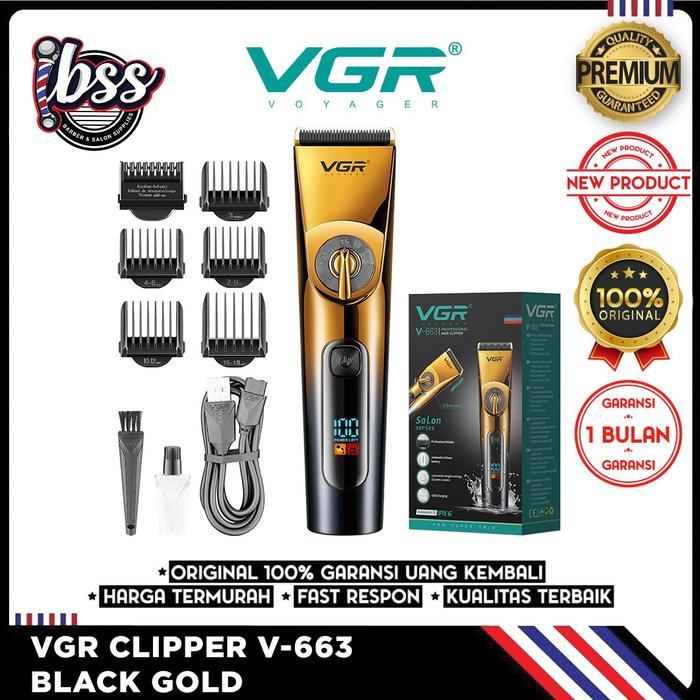 Terlaris Vgr Clipper V-663 Black Gold Clipper Cordless