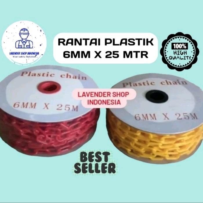 Rantai Plastik 6mm x 25 mtr / Rantai plastik kerucut / Rantai plastik traffic cone
