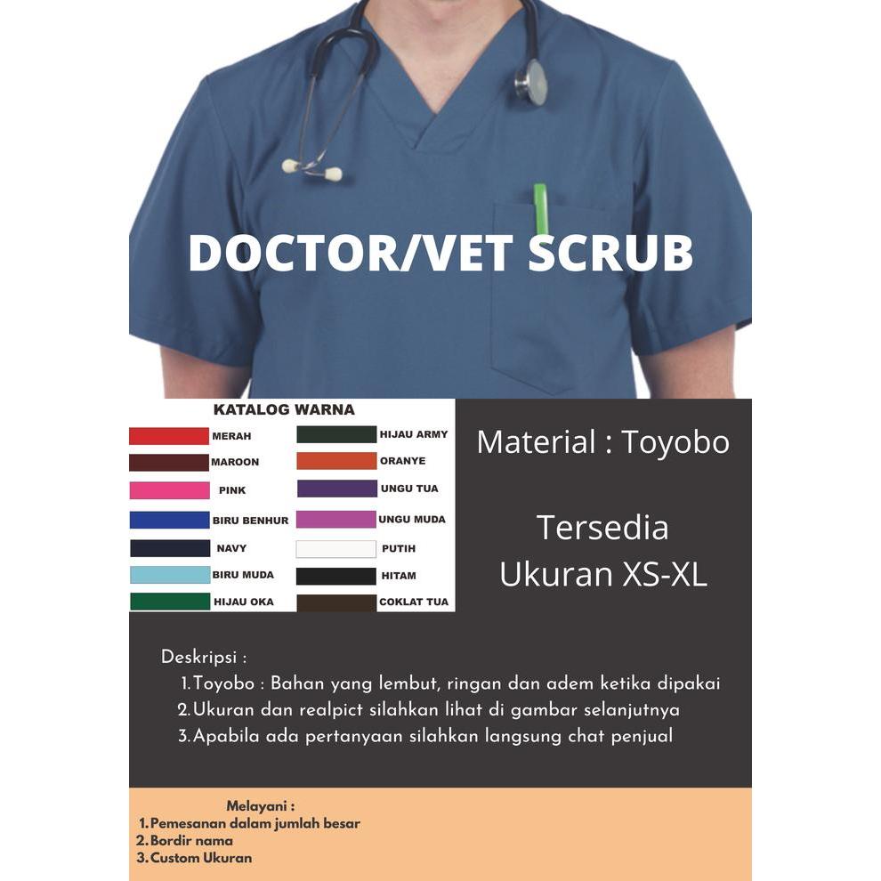 Terlaris Best Quality 100% Original Baju Jaga Apd Oka Dokter/Vet Scrub Lengan Panjang Kain Toyobo