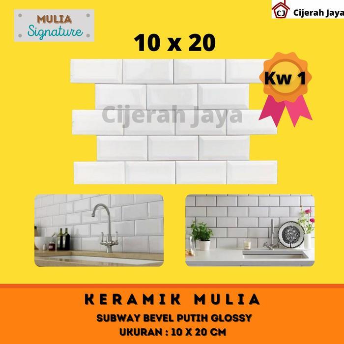 PROMO KERAMIK SUBWAY BATA BEVEL MULIA SIGNATURE METRO WHITE 10X20 GLOSSY KW1