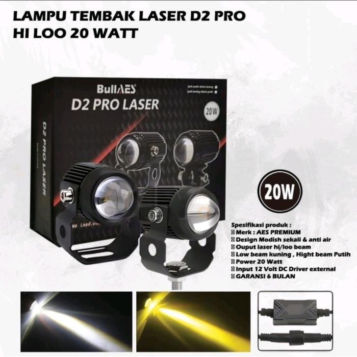 Lampu Tembak/Sorot Bullaes D2 Pro Laser 20 Watt Putih Kuning Restock