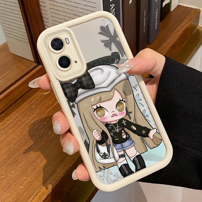 Casing Hp OPPO A36 OPPO A76 OPPO A96 Case Casing Boneka perempuan anime Pola Kasus cermin tangga Kas