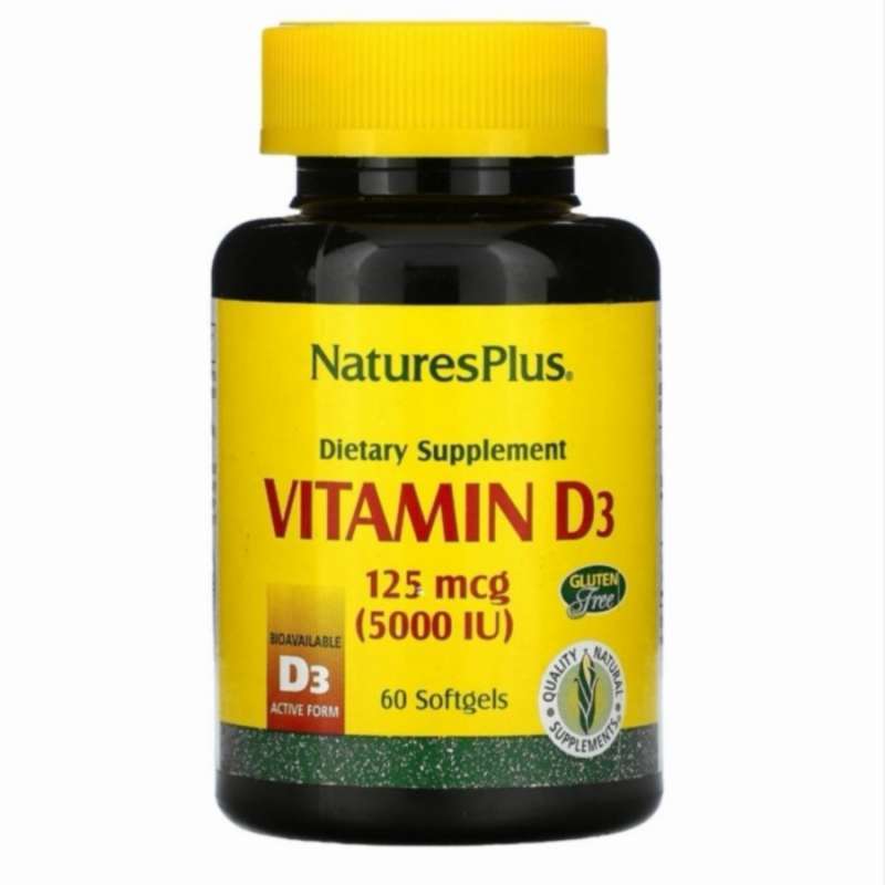 Nature's Plus Vitamin D3 Suplemen [5000 IU/ 60 Softgels]