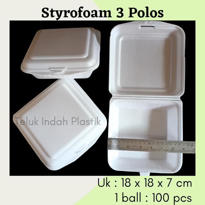 Terbaru (100Pcs) Styrofoam Kotak Besar / Foam Kotak Nasi Besar Persegi