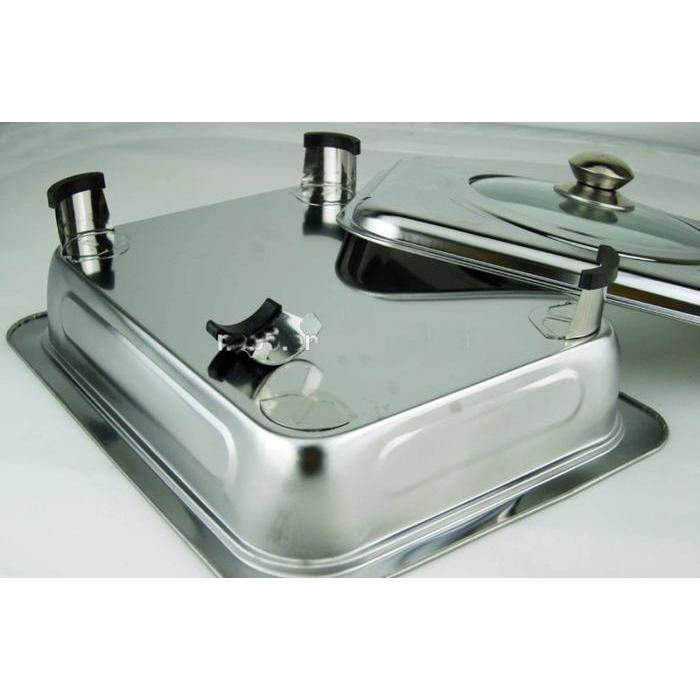 FAST FOOD DISH STAINLESS STEEL PRASMANAN TUTUP KACA SERVING DISH HOTEL