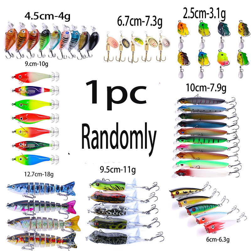 1PC-40Pcs of Randomly Fishing Lure Minnow Popper Crankbait pencil VIB Wobble Bait Artificial Bait