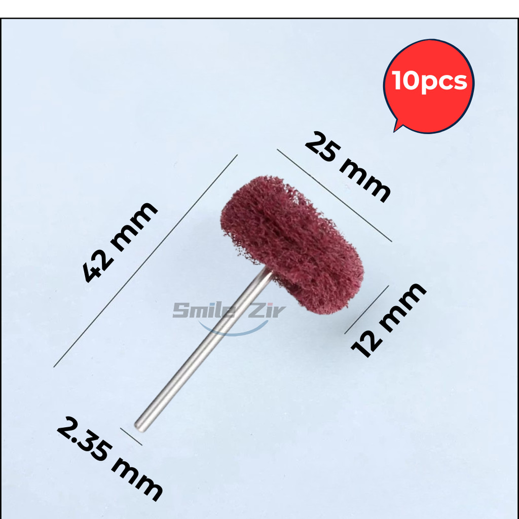 10pcs Dental Nylon Abrasive Polishing Wheel Fiber Finishing Polishing Brush for Acrylic PMMA