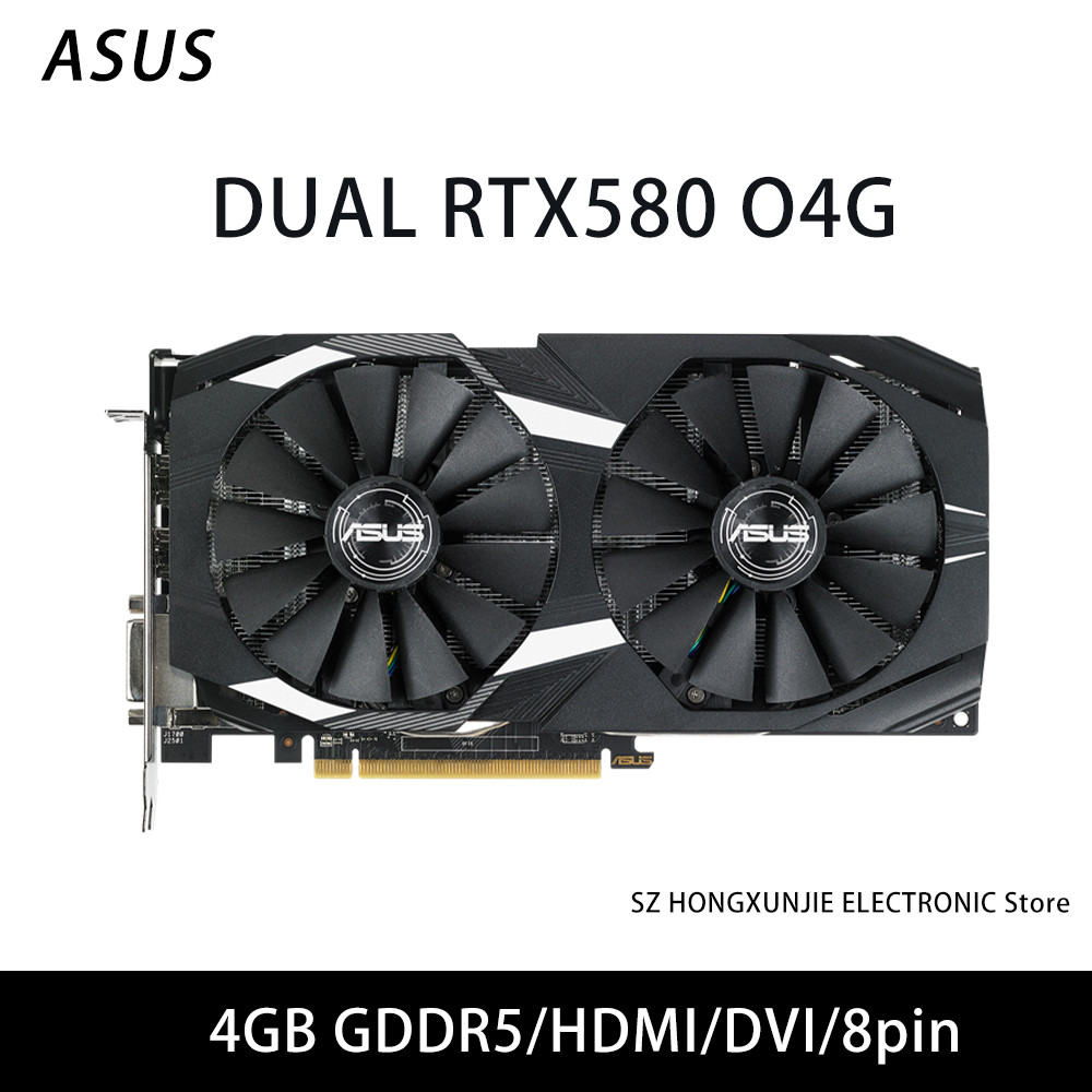 ASUS DUALRX580O4G Radeon RX 580 Graphics Support 4GB GDDR5 PCI Express 3.0 16X HDMI DVI 8pin For
