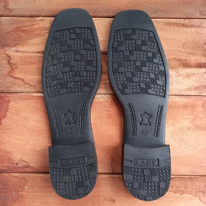 Sol Karet Sepatu Pantofel Wanita Cewek Perempuan Polwan Security Guru Hitam Shoe Kuat Lentur Empuk