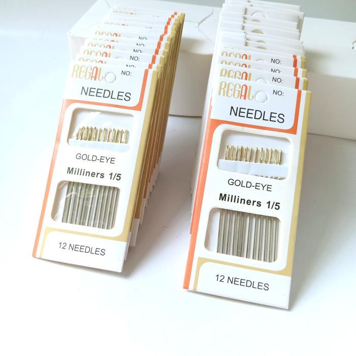 Regal Gold Eye Jarum Jahit Tangan Milliners 1/5 ISI 12 PCS Stainless Super Alat Memasukkan Benang