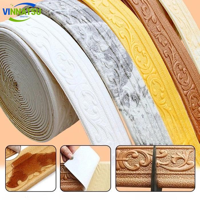 Vinnatsu 10M*8Cm List Wallpaper Dinding Wallpaper Dinding Wall Border List 3D Foam Stiker Strip