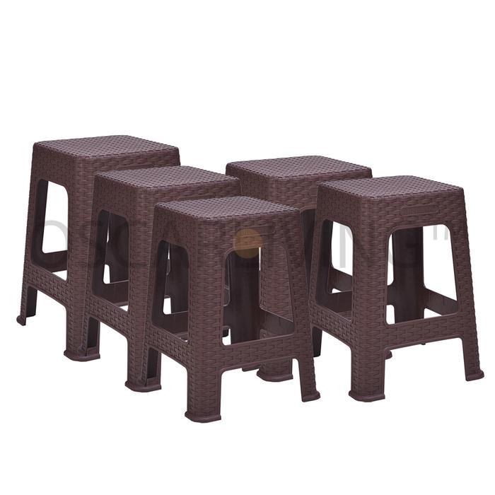 Paket 5 Pcs Kursi Warung Sinbak Motif Rattan Plastik