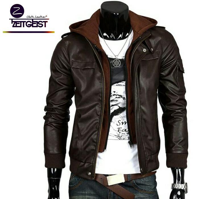 Best Seller Faux Leather Hoodie Jaket Kulit Sintetis Original