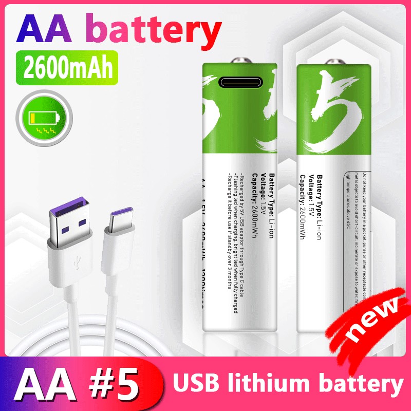 Battery aa 1.5V rechargeable battery aa supports direct charging of C-line Pilas aa USB rechargeable