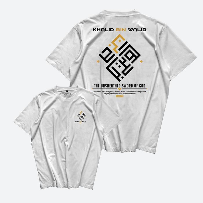 Kepswah Official - Kaos Khalid Bin Walid Kaligrafi - Baju Sahabat Nabi Dakwah Muslim Islami -