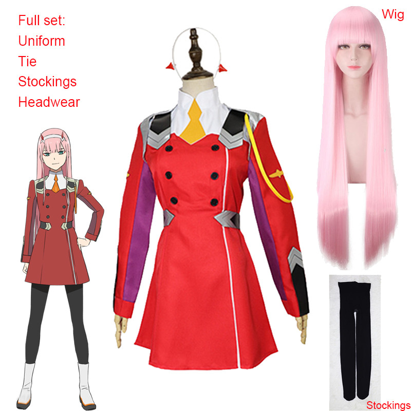Anime 02 Dresses Darling In The Franxx Zero Two Cosplay Costume 02 Cosplay Wig E:002 Headwear