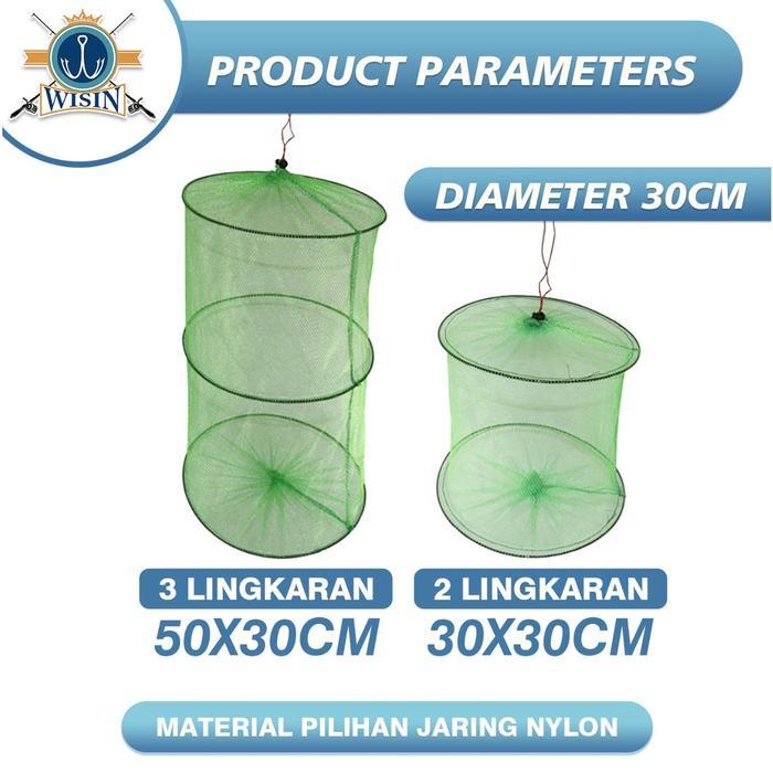 WISIN Jaring Korang Wadah ikan 2 & 3 Layer tempat Ikan bubu bulat Perangkap Ikan Jebakan Ikan Udang