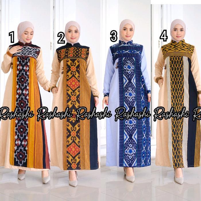 terlaris RAYA Baju gamis lebaran terbaru 2025 gamis syari katun madina premium kombinasi tenun troso