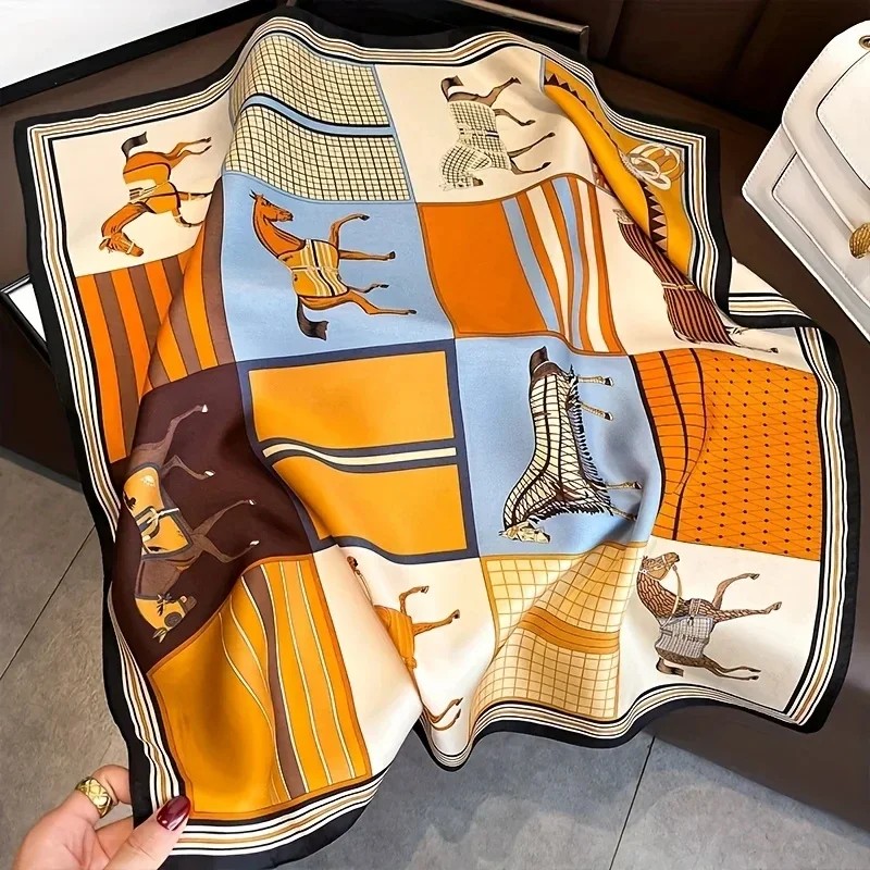 100% Mulberry Silk Scarf Women's Satin Multifunctional Square Scarf 90X90cm - Headband Hair Ribbon