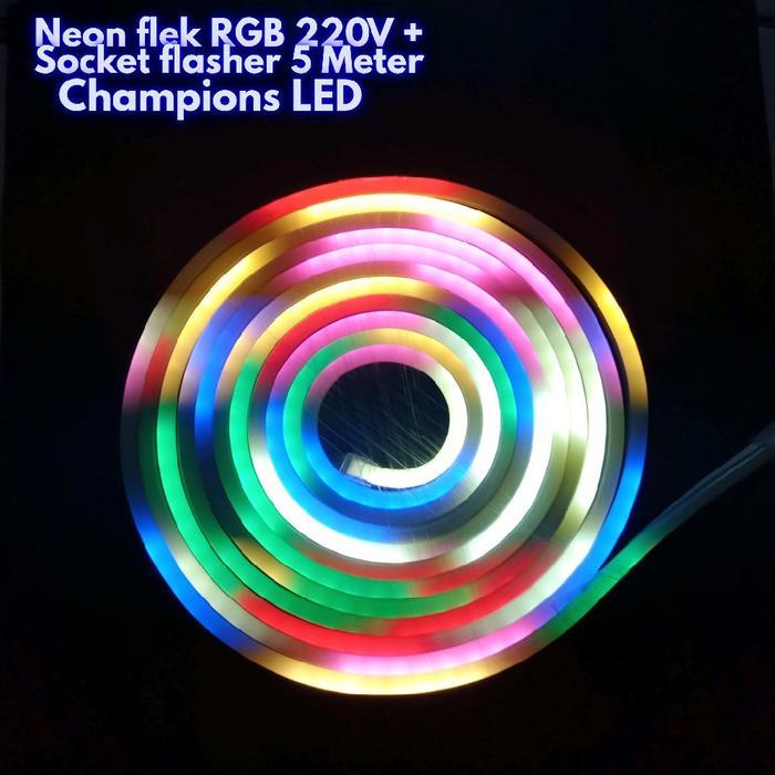 LAMPU LED STRIP SELANG NEON FLEK RGB FLASHER 220V 5 METER