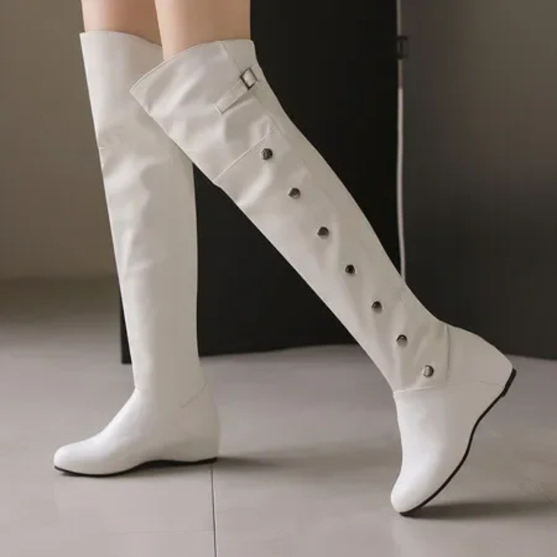 Fashion Over Knee High Boots Women'S Winter Thigh Boots Thick High Heel Stretc Long Boots Slip On
